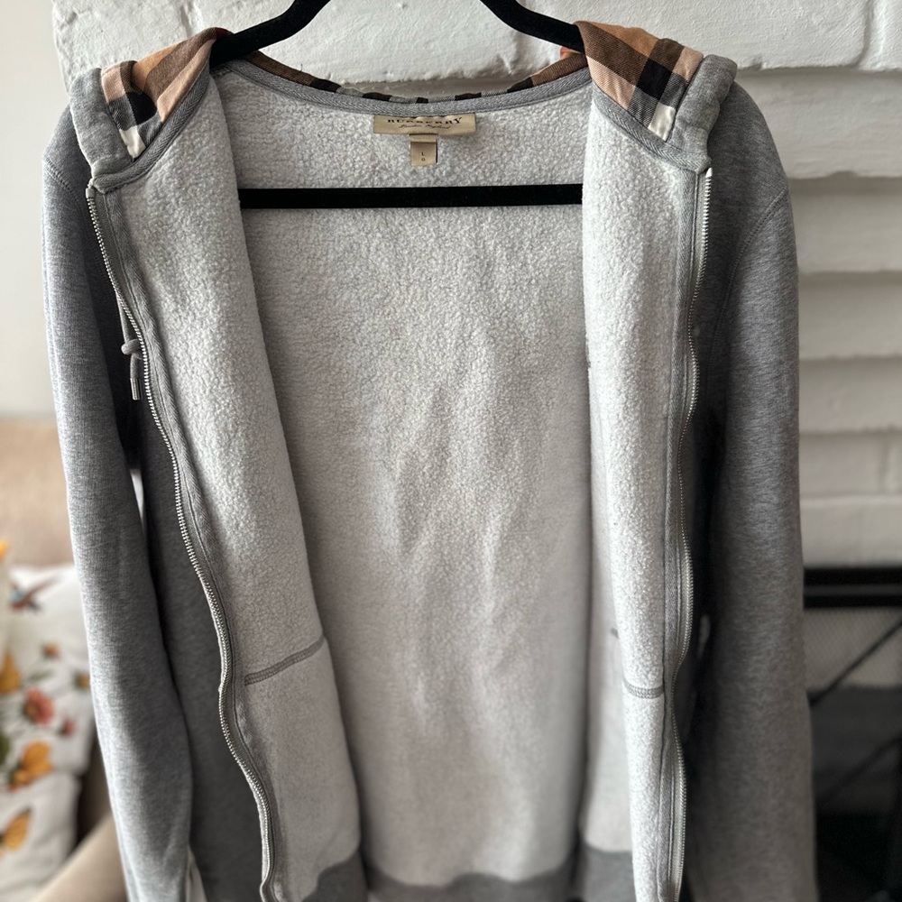 Burberry Grey Full-Zip Hooded Sweatshirt - Picture 5 of 8